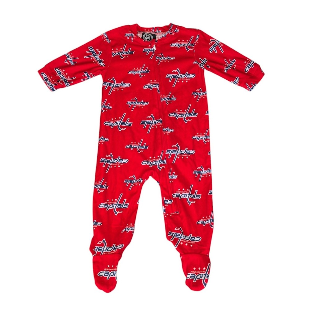 NHL Washington Capitals Infant Footed Sleeper Red Logo Pajamas 6/9M NWT